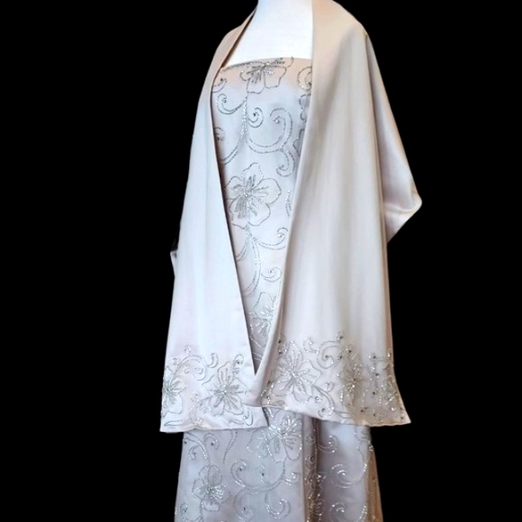 Jovani Dresses & Skirts - Vintage Jovani Couture Hand Bead-Work & Rhinestones, Wedding, Ball Gown w/Wrap